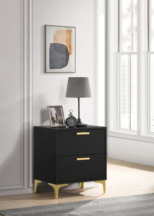 Kendall 2-Drawer Nightstand Black And Gold