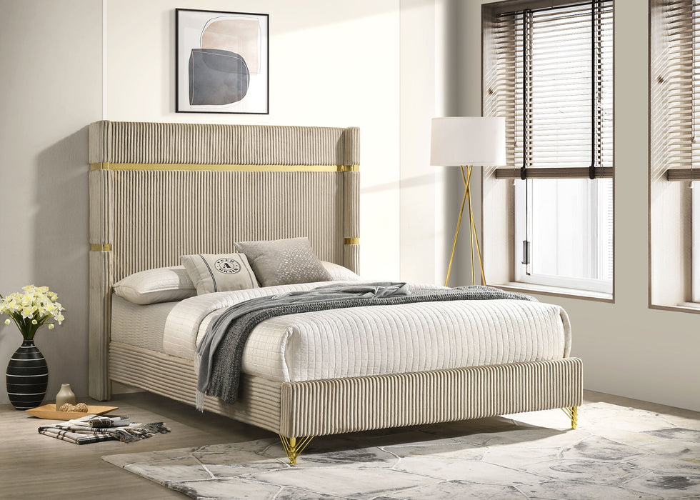 Lucia Eastern King & Queen Bed Beige & Grey