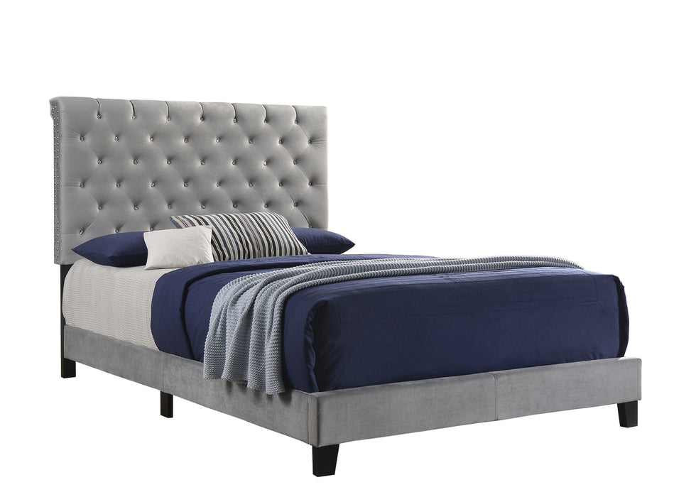 Warner Upholstered Bed Frame in Grey