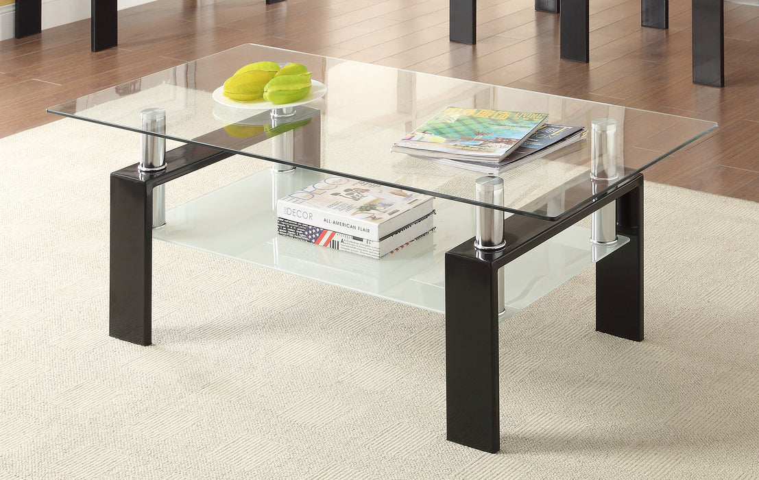 Dyer Tempered Glass Coffee Table With Shelf Black