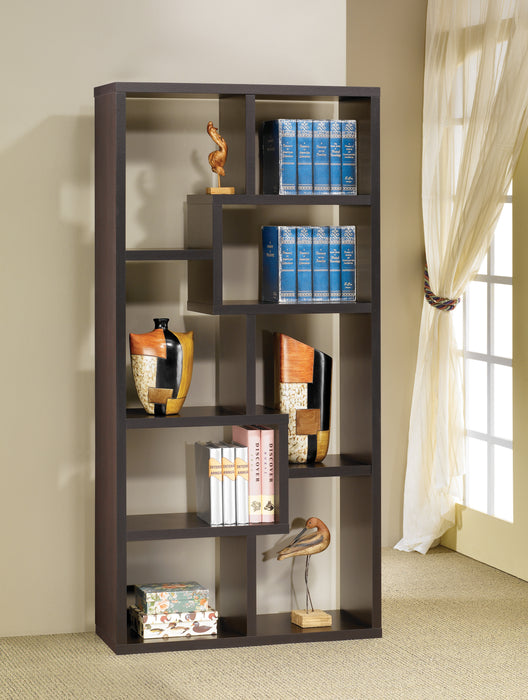 Theo 10-Shelf Bookcase Cappuccino