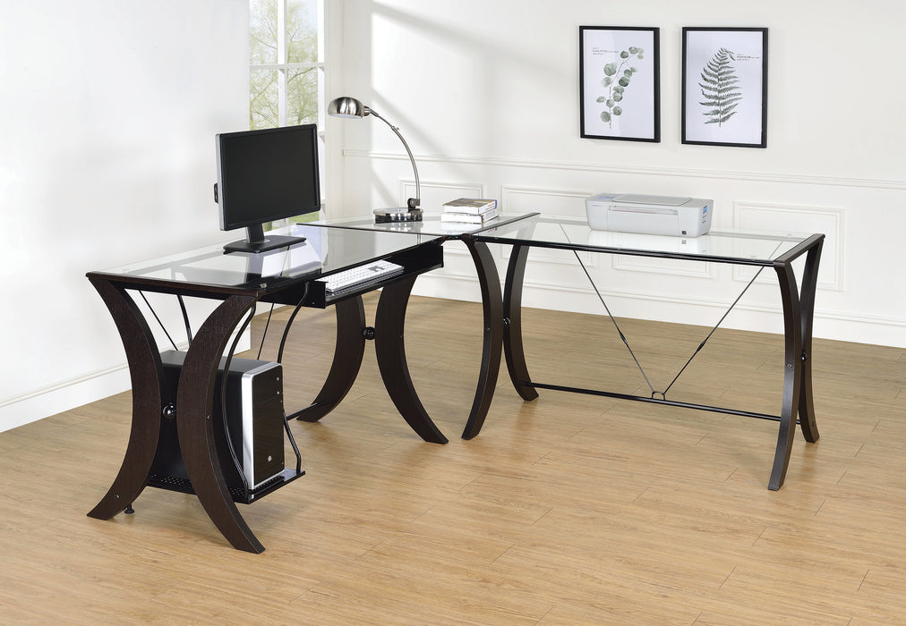 Monterey 3-Piece L-Shaped Computer Desk Set Cappuccino