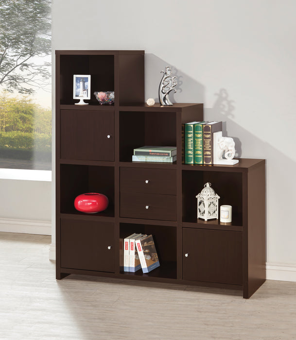 Spencer Bookcase With Cube Storage Compartments Cappuccino