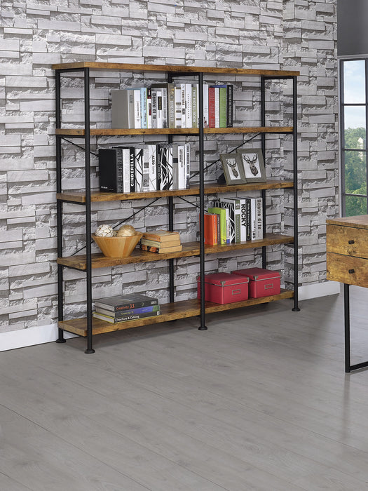 Analiese 4-Shelf Open Bookcase Antique Nutmeg