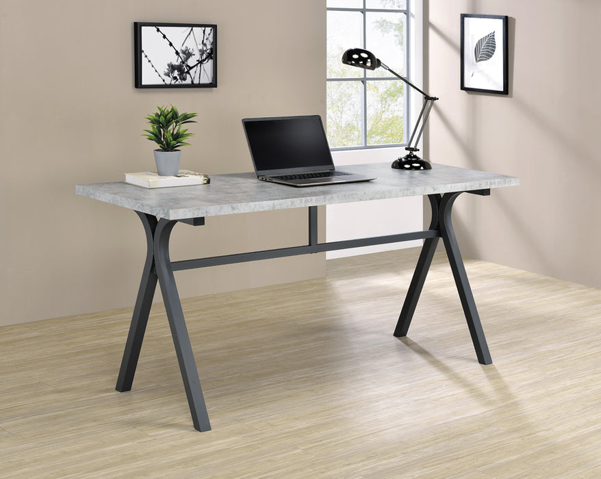 Tatum Rectangular Writing Desk Cement And Gunmetal
