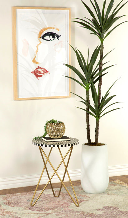 Xenia Round Accent Table With Hairpin Legs Black And White
