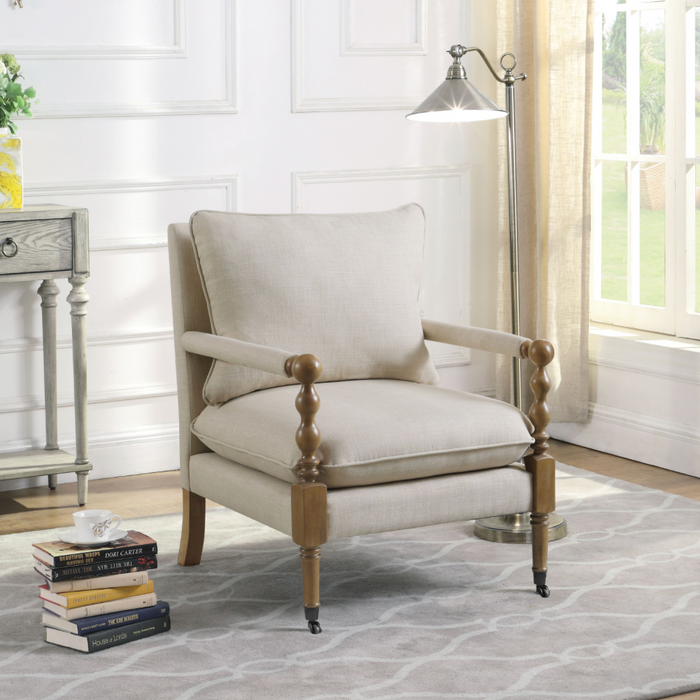 Blanchett Upholstered Accent Chair With Casters Beige