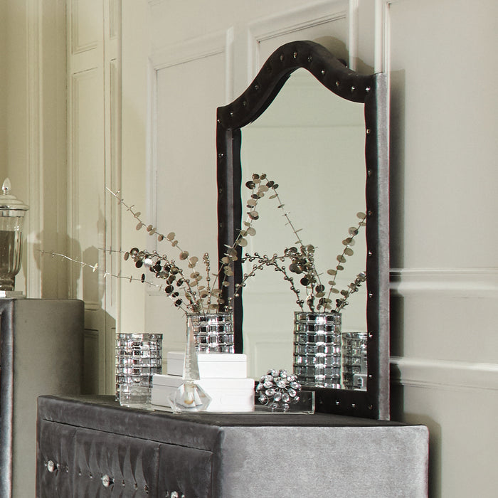 Deanna tufted and diamond studded mirror.