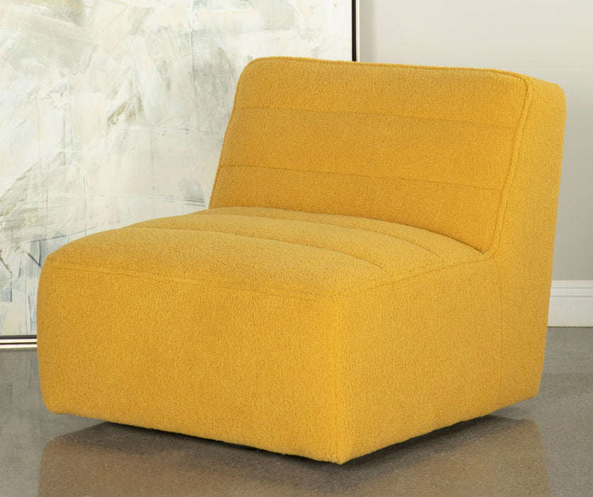 Cobie Upholstered Swivel Armless Chair Mustard