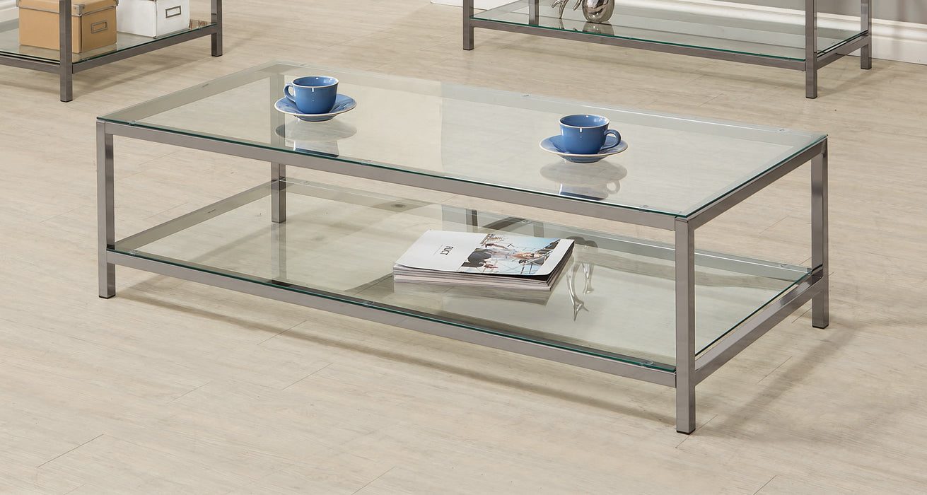 Trini Coffee Table With Glass Shelf Black Nickel