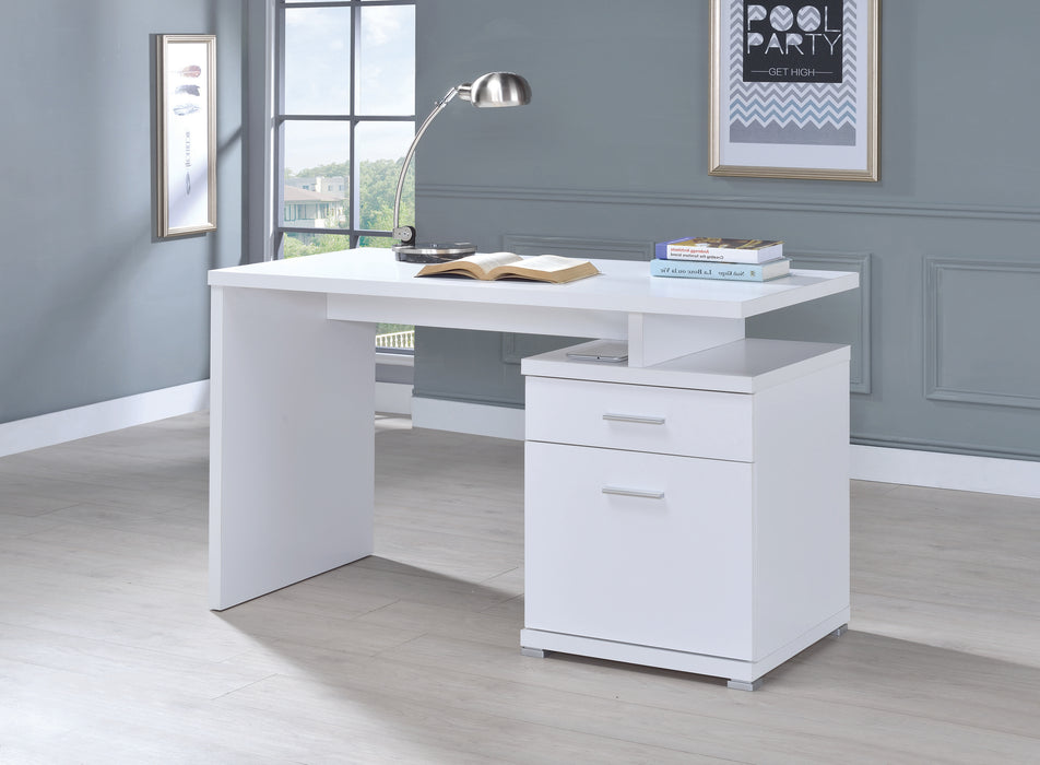 Irving Office Desk with Cabinet in White