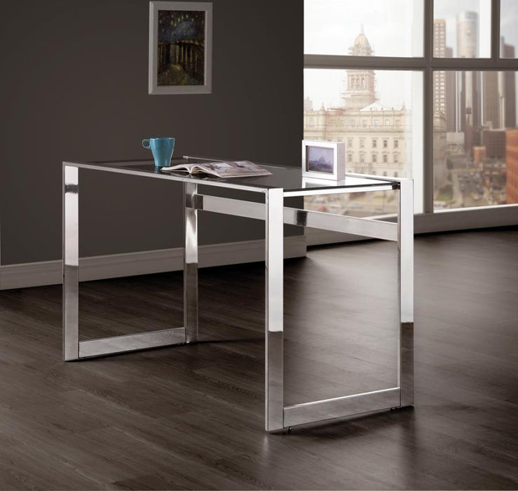 Hartford Glass Top Writing Desk in Chrome