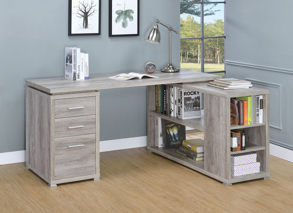 Yvette L-shape Office Desk in Grey Driftwood