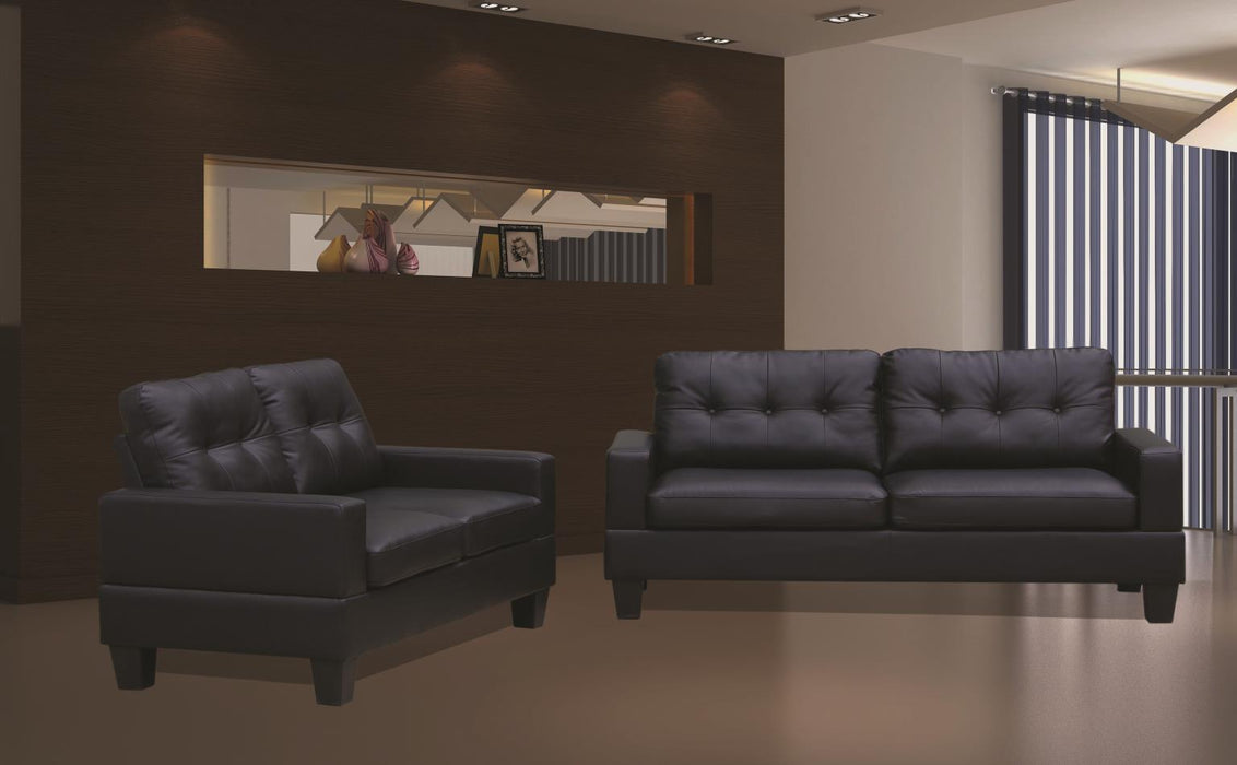 Maxwell PU Leather Sofa and Loveseat Set in Black