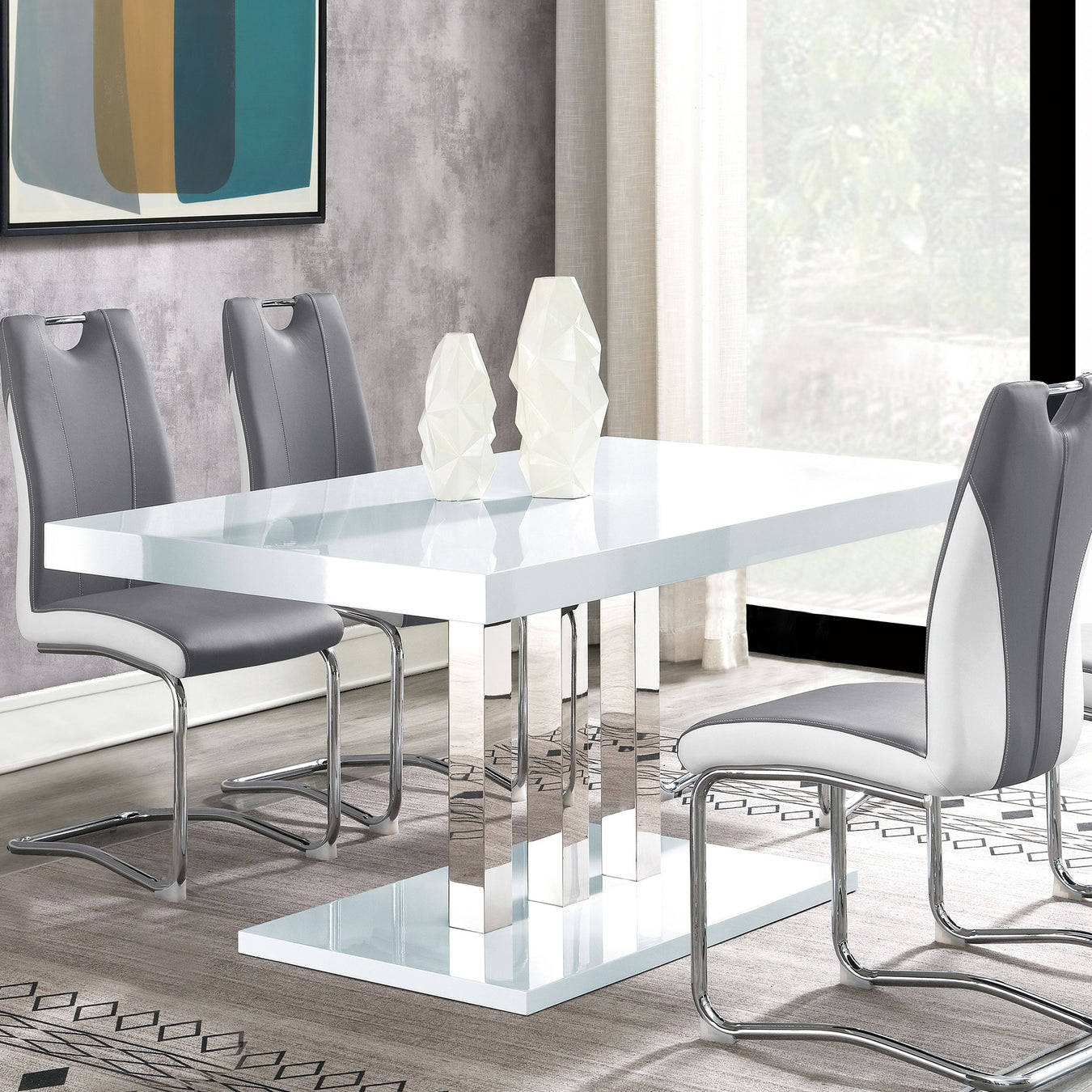 White High Gloss/Stainless Steel
