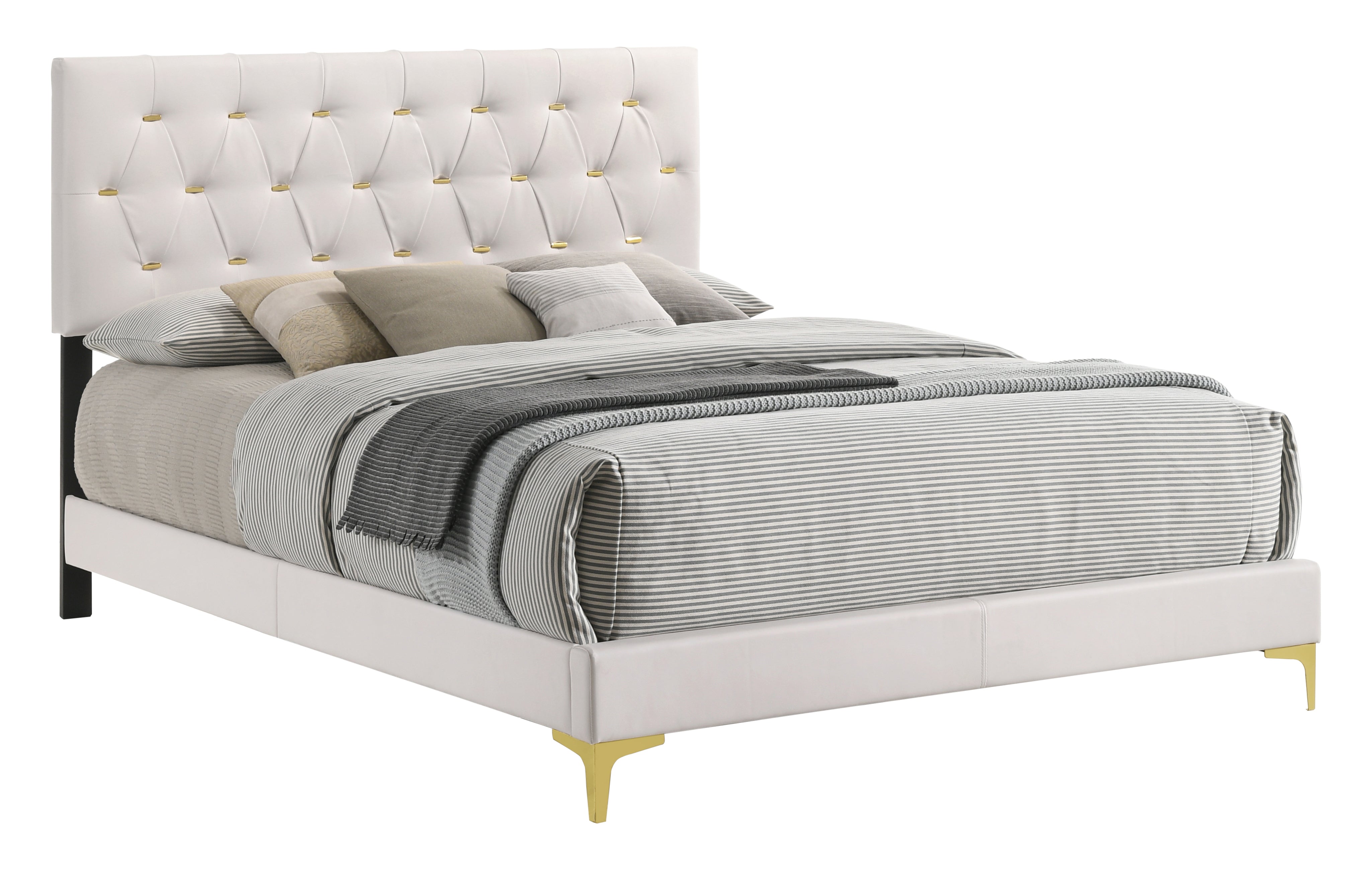 Kendall Tufted Upholstered Panel Bed in White