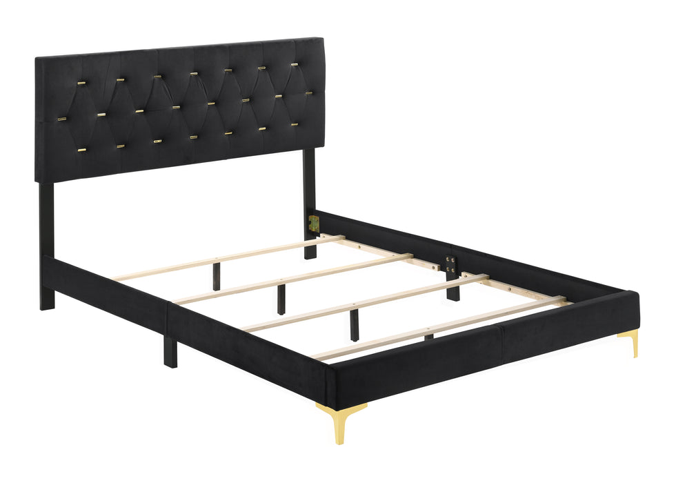 Kendall Tufted Panel Bed in Black And Gold