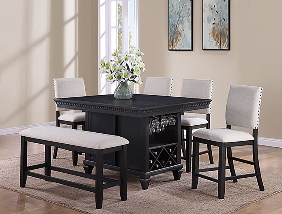 Crown Mark Furniture Regent Counter Height Chair in Black (Set of 2)