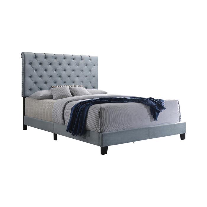 Warner Upholstered Bed Frame in Blue