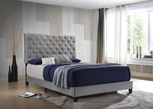 Warner Upholstered Bed Frame in Grey