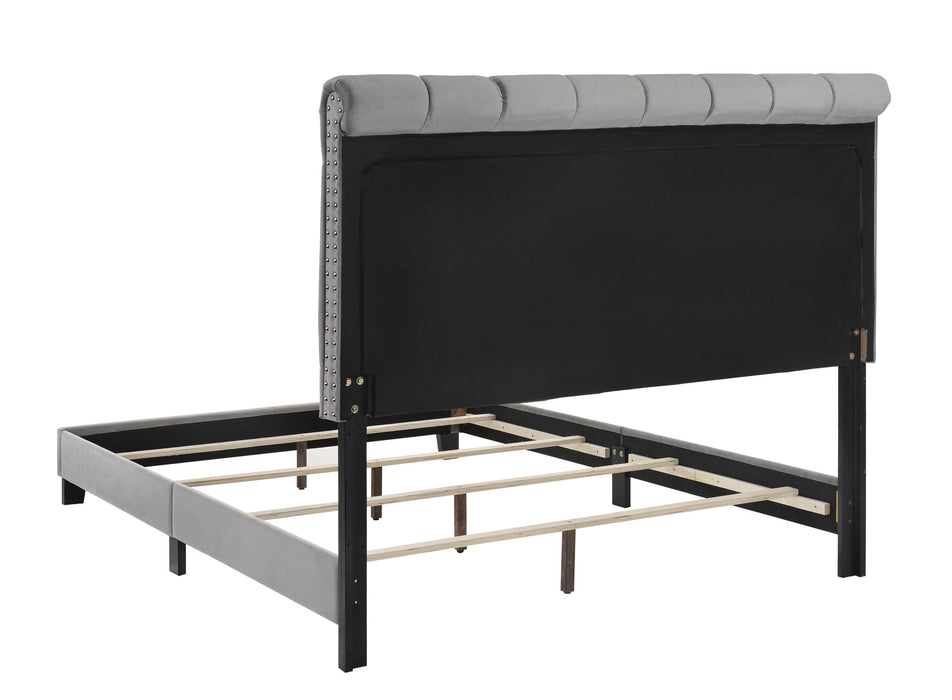 Warner Upholstered Bed Frame in Grey