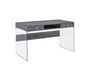 Dobrev 2-Drawer Writing Desk Weathered Grey And Clear