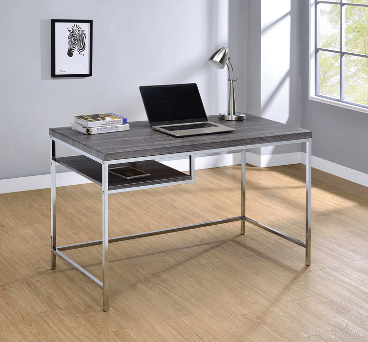 Kravitz Rectangular Writing Desk Weathered Grey And Chrome