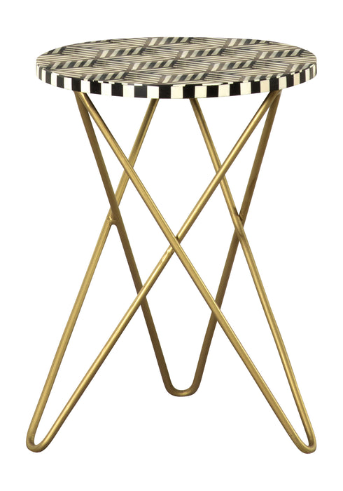 Xenia Round Accent Table With Hairpin Legs Black And White