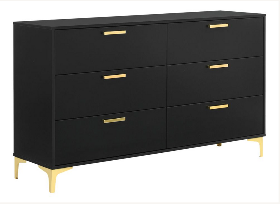 Kendall 6-Drawer Dresser Black And Gold
