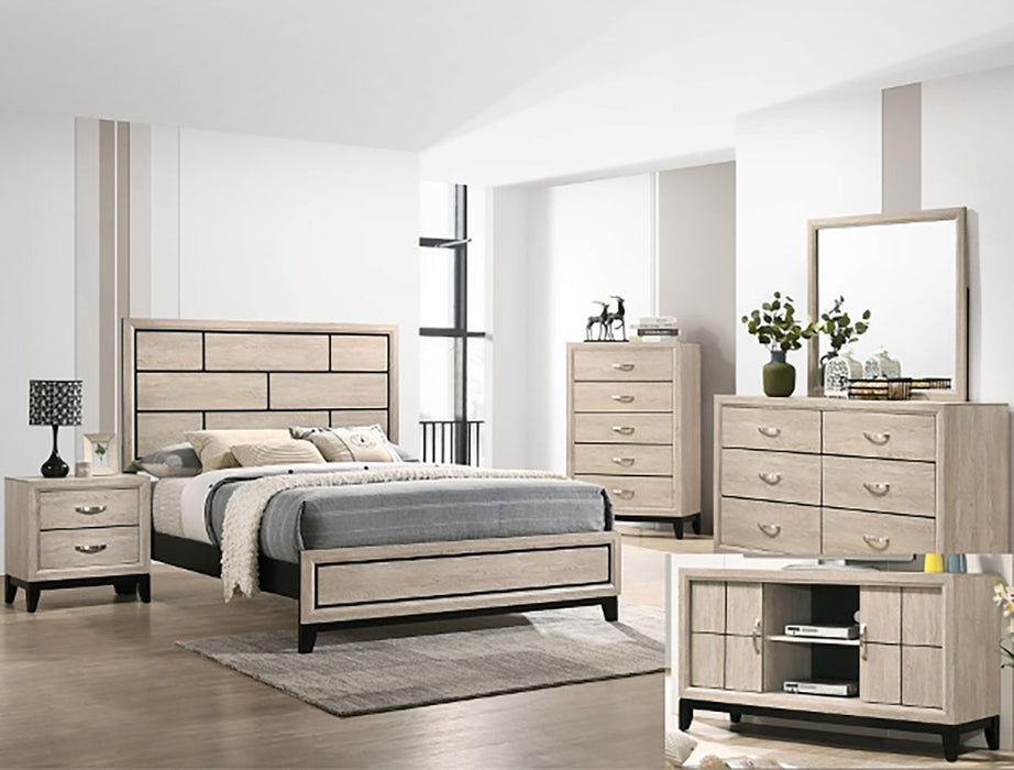 Crown Mark Furniture Akerson Queen Panel Bed in Beige B4630-Q