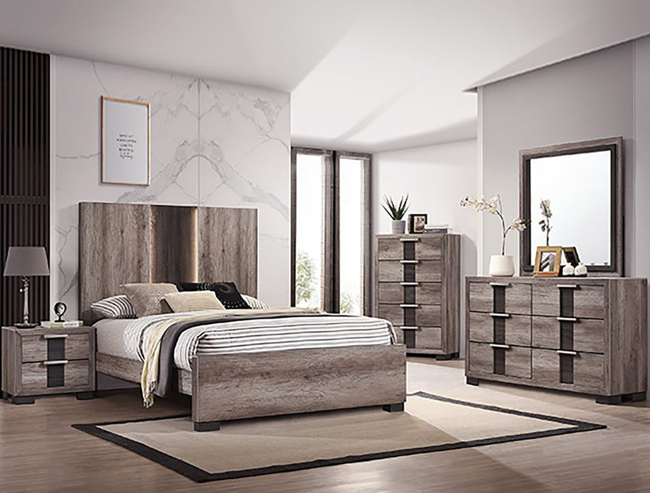 Crown Mark Furniture Rangley Queen Panel Bed in Brown B6830-Q