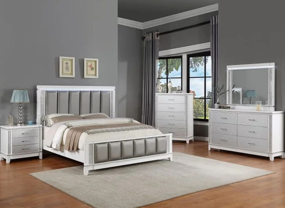 Crown Mark Furniture Ariane Dresser in Silver and White