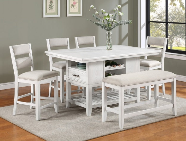 Crown Mark Furniture Wendy Counter Height Chair in White (Set of 2)