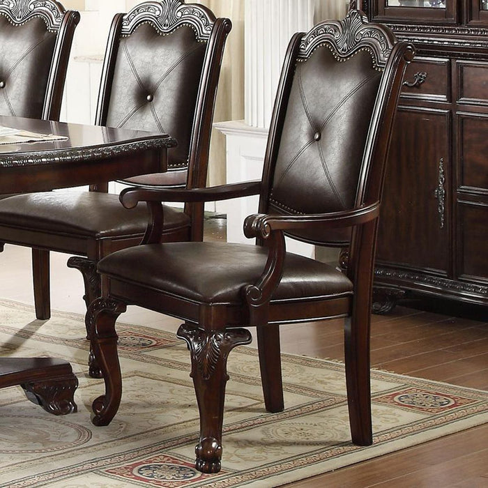 Crown Mark Kiera Dining Arm Chair in Warm Brown (Set of 2) 2150A