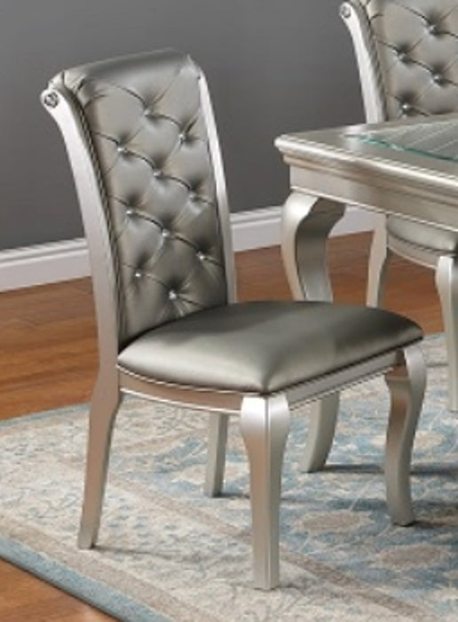 Crown Mark Furniture Caldwell Side Chair in Light Champagne (Set of 2)