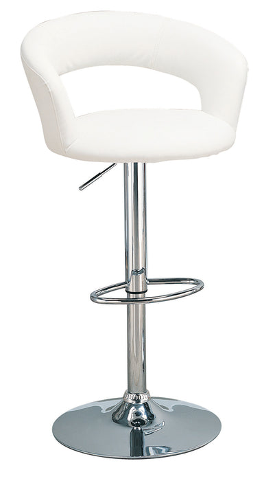 White leatherette adjustable bar stool.