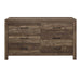 Rustic Brown Corbin dresser that includes six storage drawers.