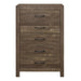 Rustic Brown Corbin chest that includes 5 storage drawers.