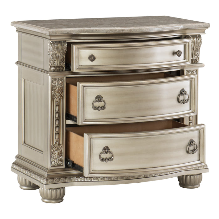 Cavalier Nightstand in Gold & Silver