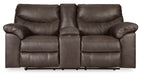 Boxberg Manual Reclining Loveseat with Console in Teak