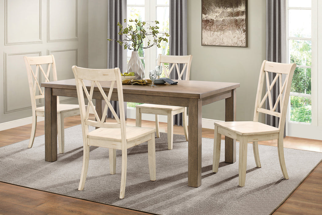 White rustic wooden janina dining set.