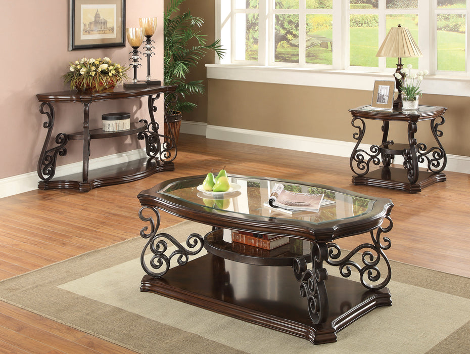 Laney Coffee Table Deep Merlot And Clear SET