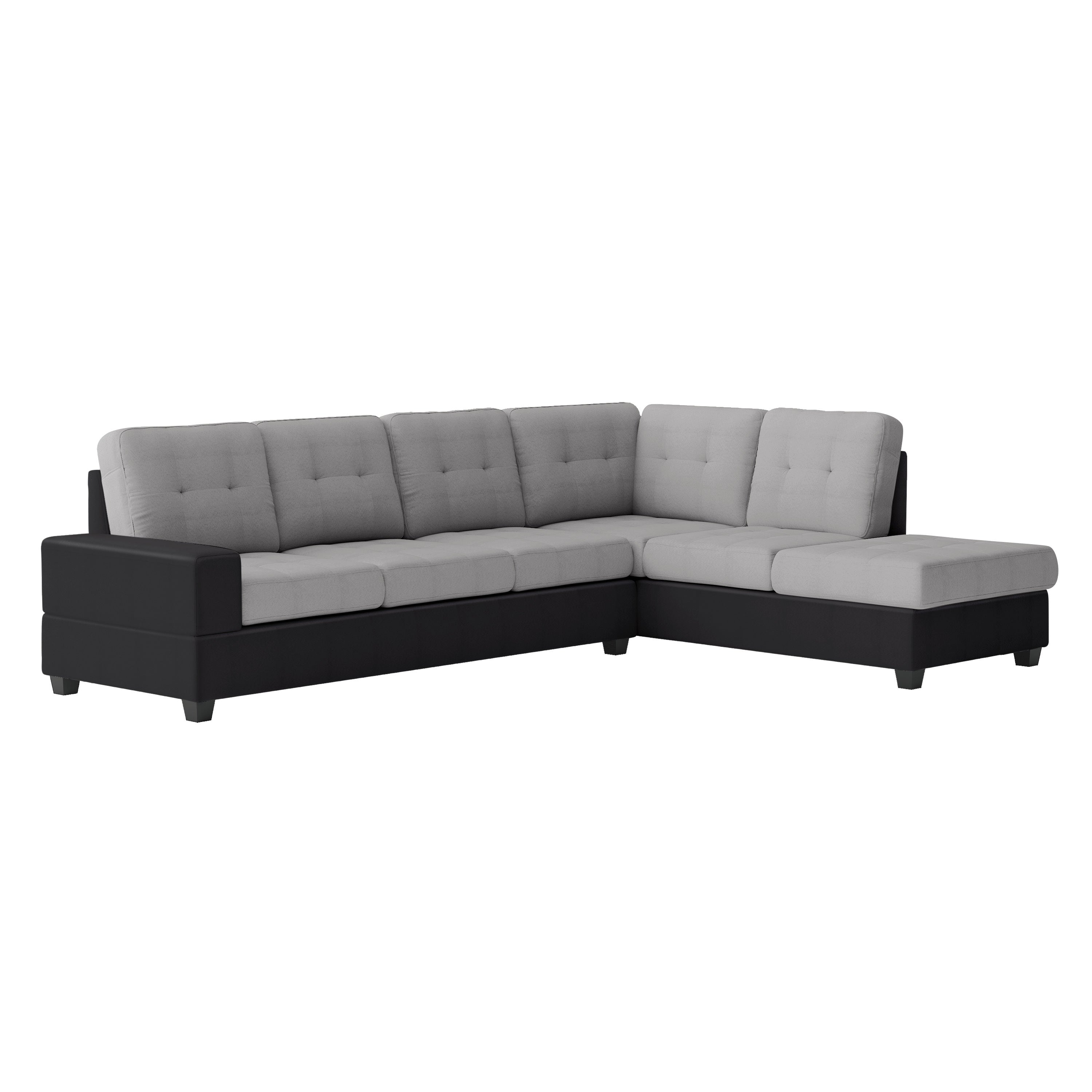 Maxine 3-piece Reversible Sectional w/ Ottoman in Gray & Black
