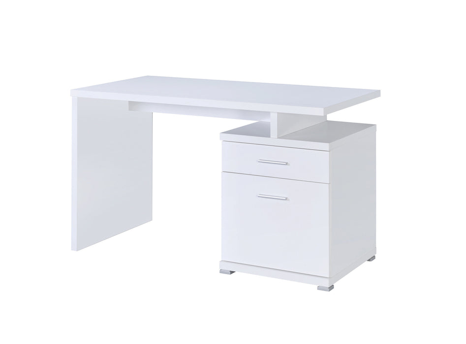Irving Office Desk with Cabinet in White