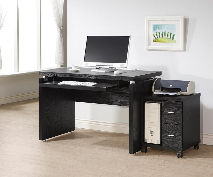 Russell Computer Desk with Keyboard Tray in Black Oak