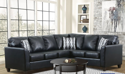 Bravo Black vinyl leather two piece sectional on sale now!