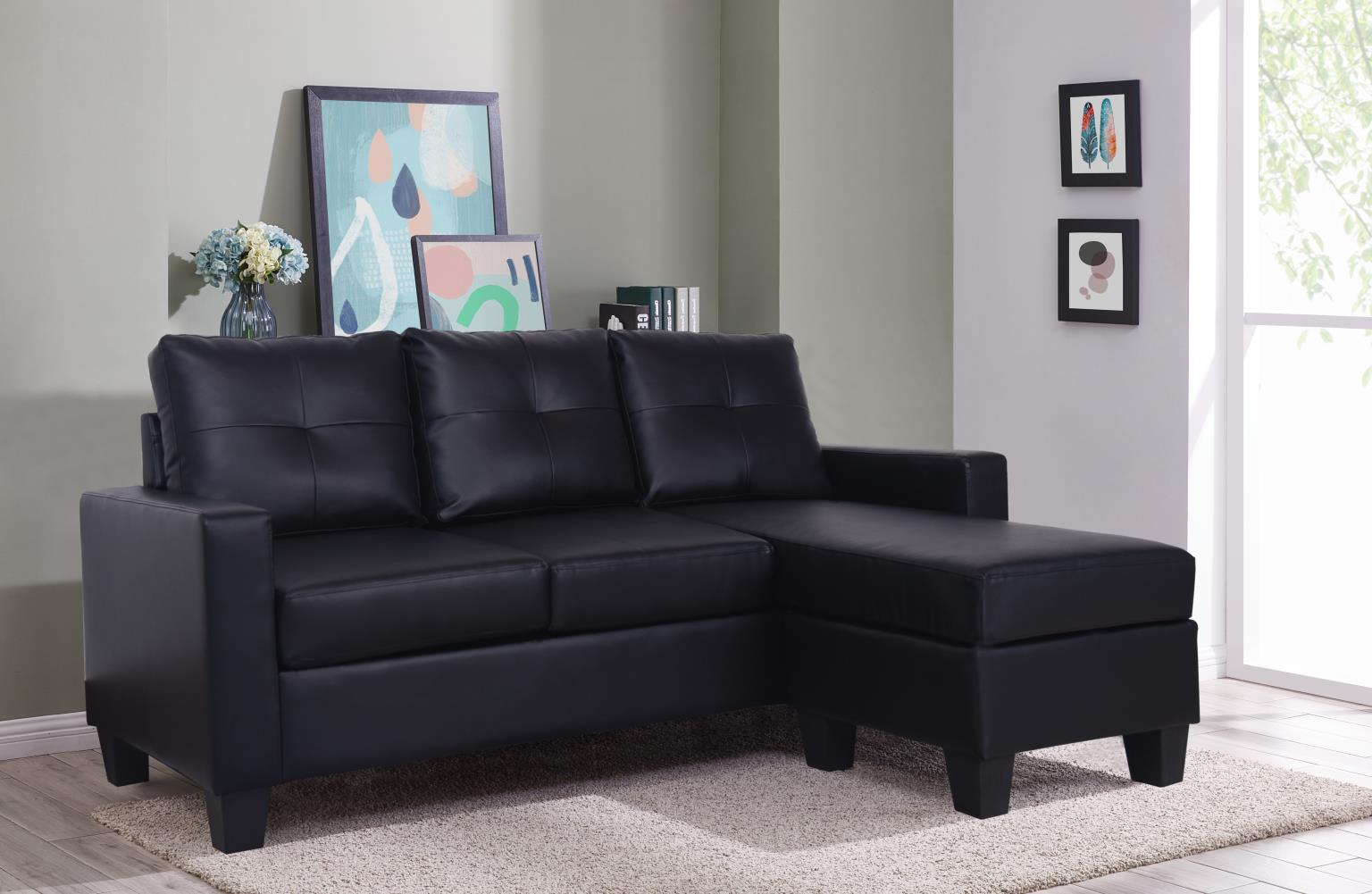 Maxwell PU Reversible Sectional in Black