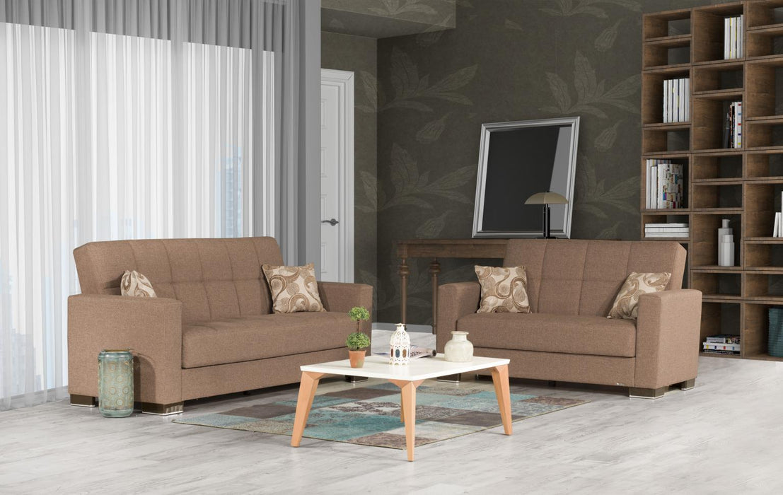 Marco Click Clack Sofa and Loveseat in Light Brown — James Furniture Duluth