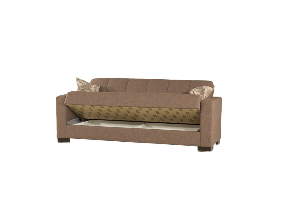 Marco Click Clack Sofa and Loveseat in Light Brown