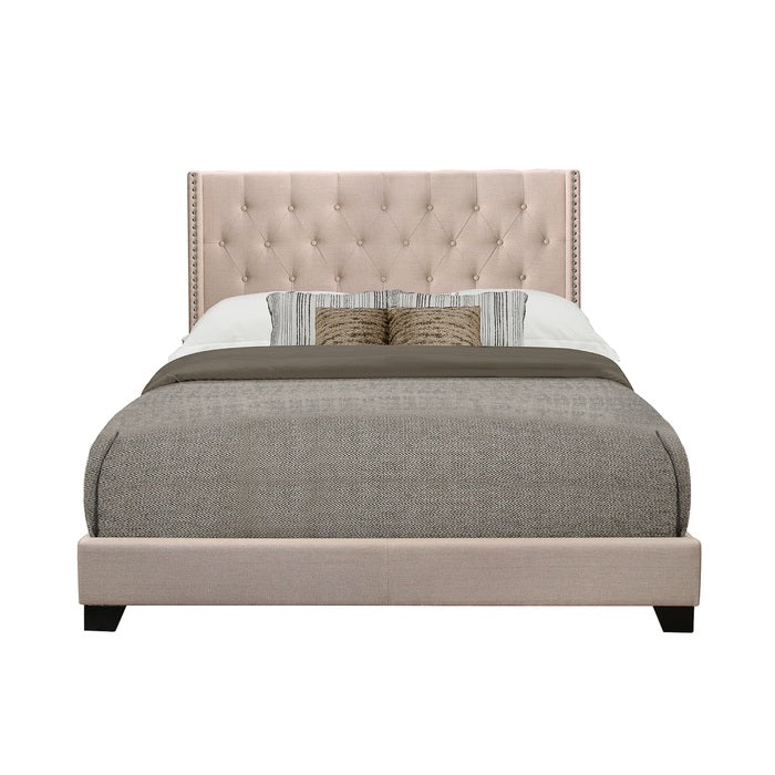 Beige Upholstered Standard Bed